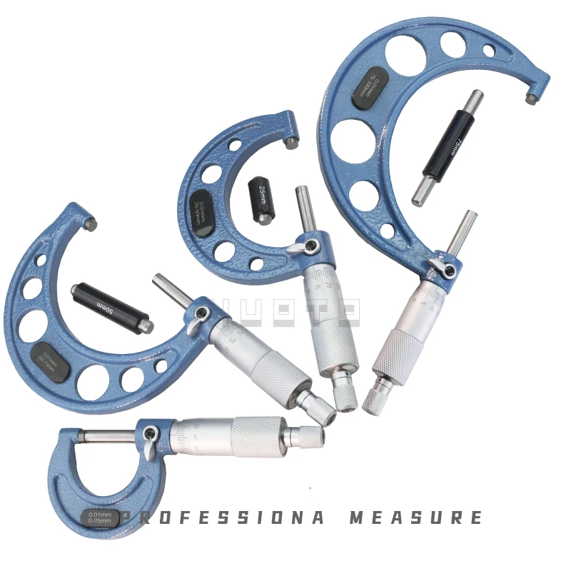 Micrómetro exterior 0-25mm/25-50mm/50-75mm/75-100mm calibre métrico Vernier calibrador herramientas de medición de espesor 0-100mm