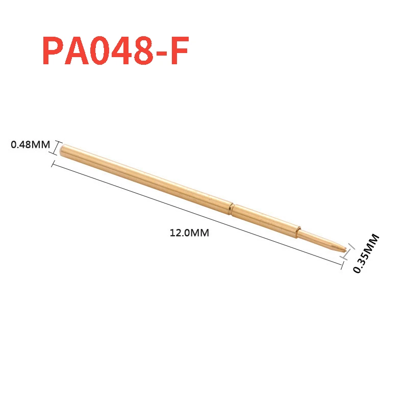 

100PCS/Pack Gold-plated Spring Test Probe PA048-F Needle Tube Outer Diameter 0.48mm Total Length 12mm PCB Pogo Pin