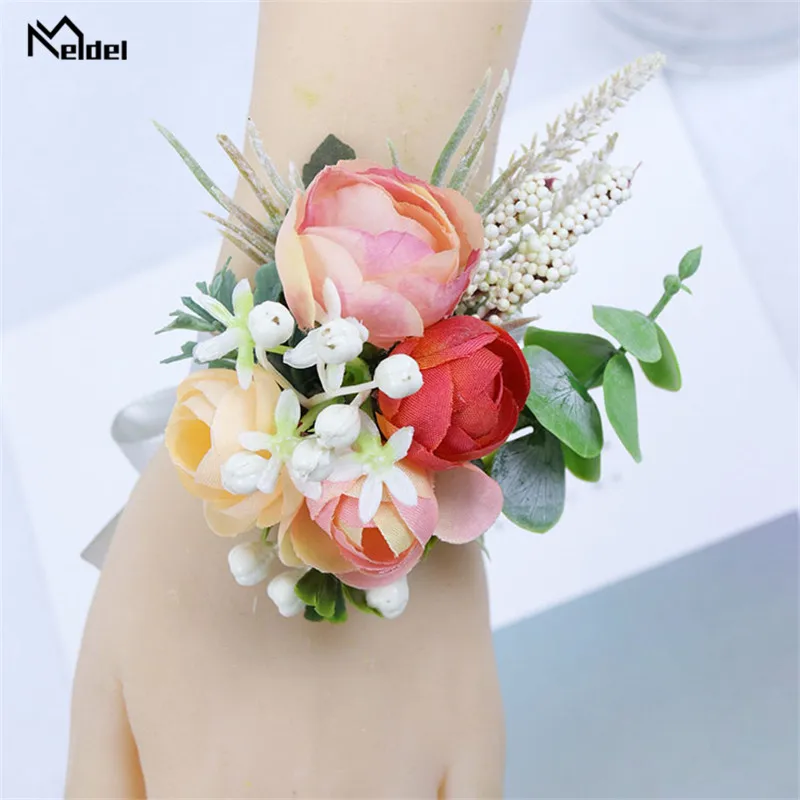 Meldel Disznóserte Előlép boutonniere esküvői Csukló Blúz bridesmaids Karcsat Bekötöz boutonniere esküvői Esketés Blúz Narancs virágos