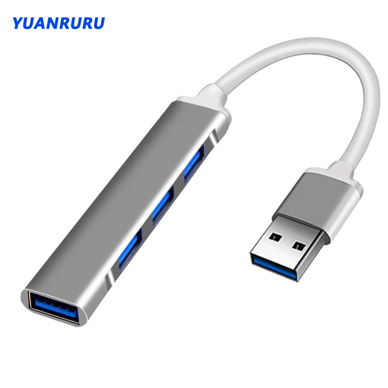 USB Hub 3.0 USB 3.0 HubB 4 Ports Multi-USB Splitter Adapter Aluminum Alloy Suitable Lenovo Macbook For PC Computer Accessories