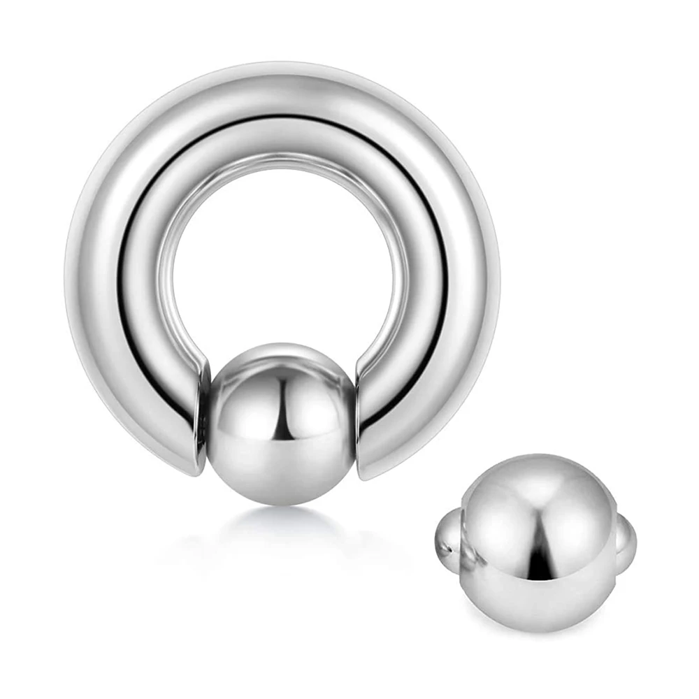 1PC Stainless Steel Large Size Captive Bead Ring Big Gauge Hoop Earrings Nose Ring Ear Weights Earring Piercing 8G-00G