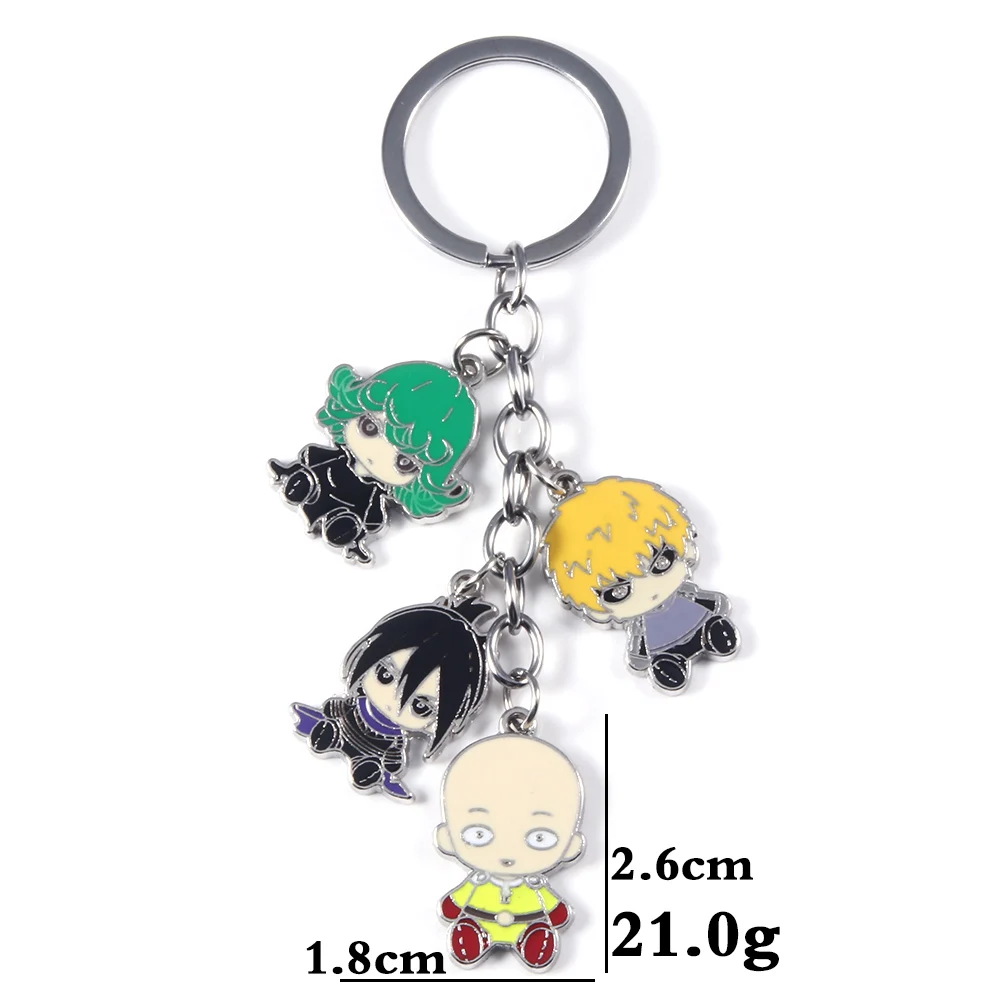 Anime One Punch Man Enamel Keychain Cartoon Saitama Genos Tatsumaki Figure Pendant Keyring For Fans Cosplay Props Jewelry