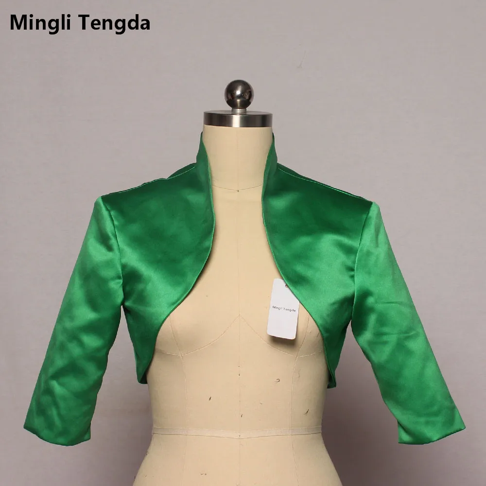 Mingli Tengda Bám Bẩn Xanh Cưới Bolero Len Cô Dâu Áo Khoác Mũi Mariage 3/4 Tay Cô Dâu Bolero Khăn Choàng Áo Khoác Bolerko Damskie