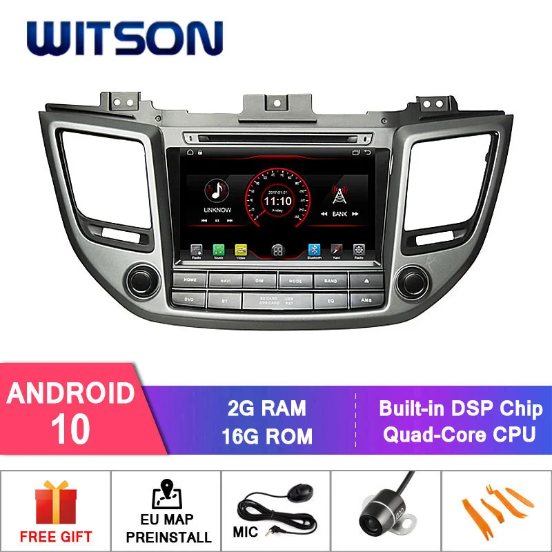 WITSON Android 10 CAR DVD PLAYER FOR HYUNDAI ix35/TUCSON 2016 CAR DVD CAPACTIVE 1024*600 SCREEN 32GB MEMORY/DVR/ OBD/DAB/TPMS