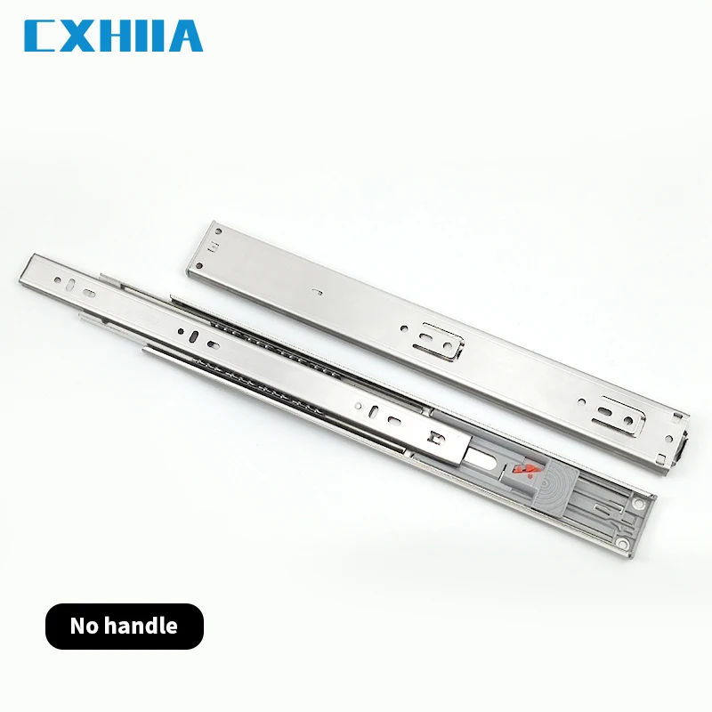 Cxhia 10-20 Inch Rvs Mute Lade Schuif Rail Drie-Sectie Buffer Track Rebound Demping