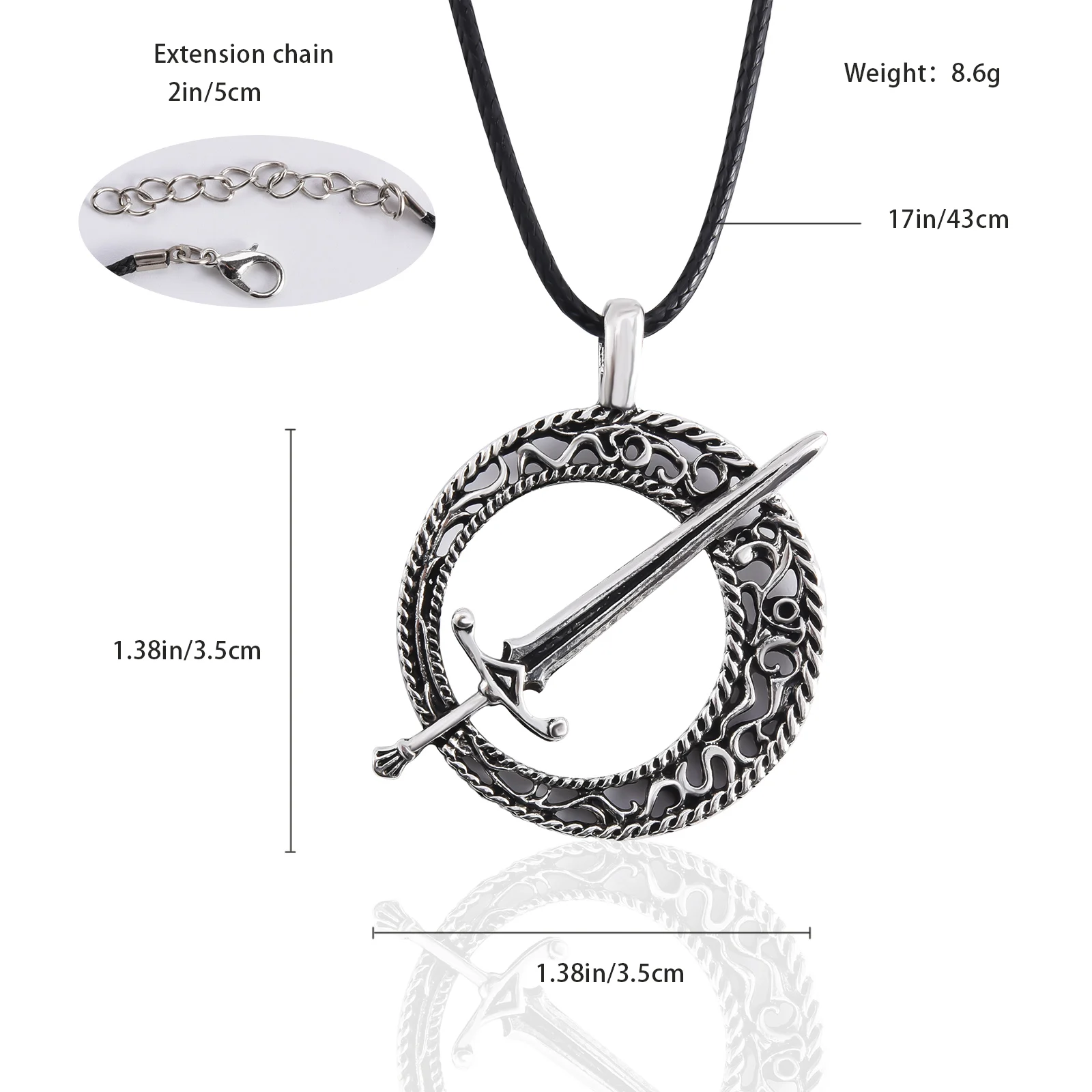 Dark Souls 3 Blade of the Dark Moon Pendant Covenant Dark Souls 3 Sword Pendant Necklace Leather Rope Game Steampunk Jewelry image 6