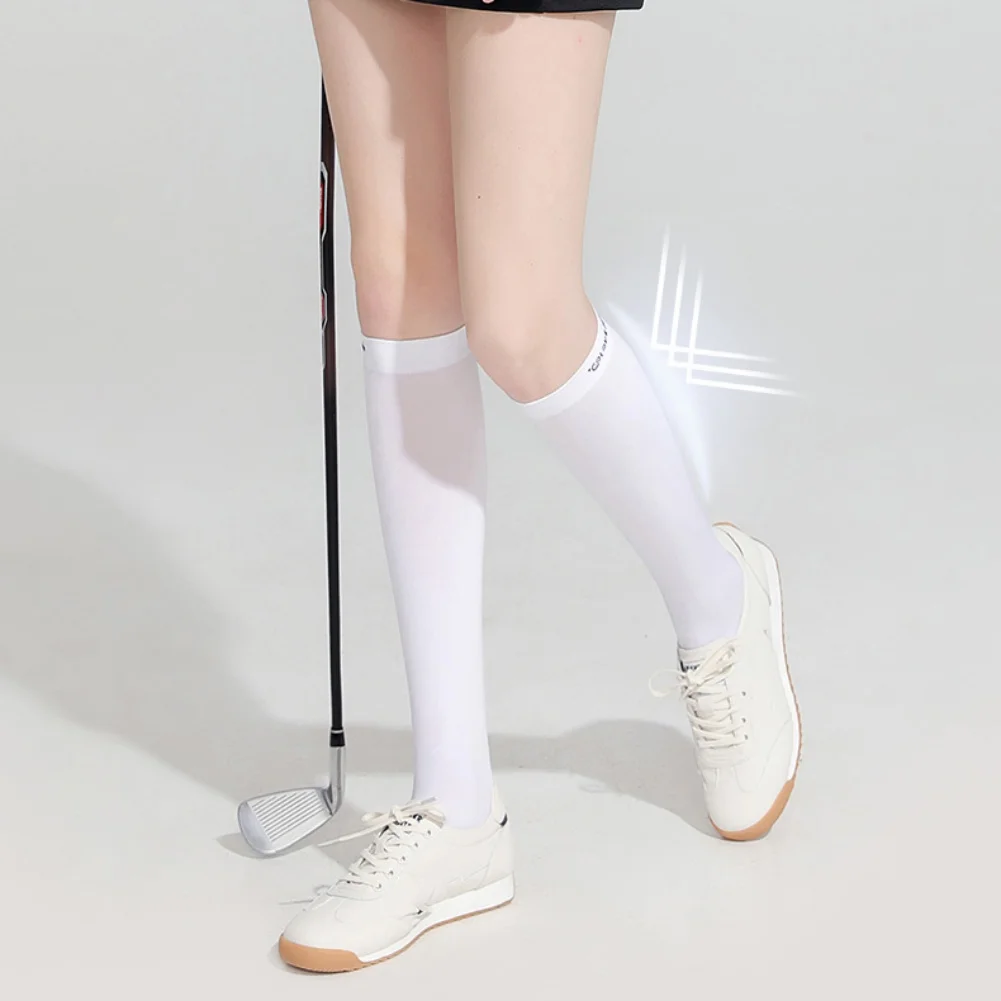 

Women Sports Socks Sunscreen Translucent Elastic Legging Stockings Outdoor Golf Socks UV-Proof Light Thin Smooth Long Leg Sock