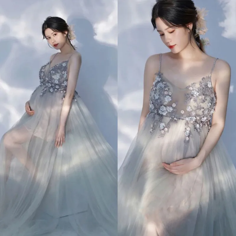 Sexy Shoulderless Maternity Photography Props Long Dress For Pregnant Women Fancy Pregnancy Dress Elegence Maxi Gown Photo Shoot