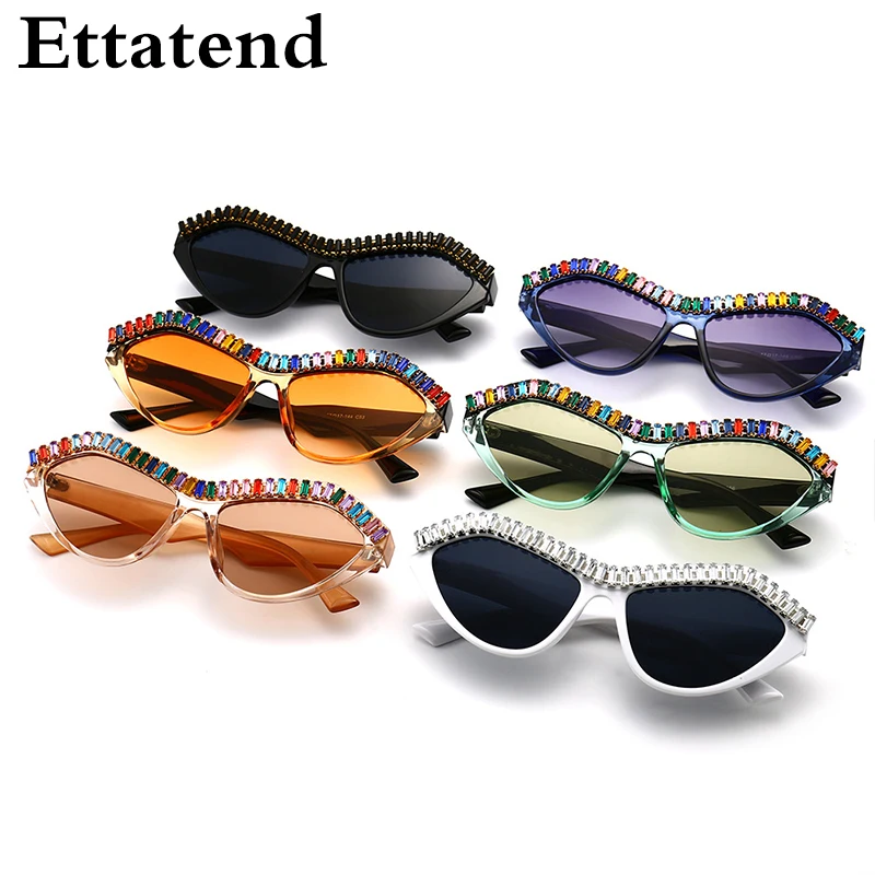 

Fashion Cat Eye Rhinestone Sunglasses Women 2021 Luxury Brand Designer Vintage Sun Glasses Men Retro Eyeglasses Eyewear UV400