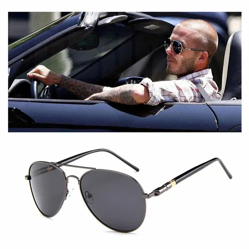 Imagen 1 del producto Gafas de sol de aleación para hombre, lentes polarizadas con montura metálica de aviación, gran tamaño, diseño de marca, pata de primavera, conducción
