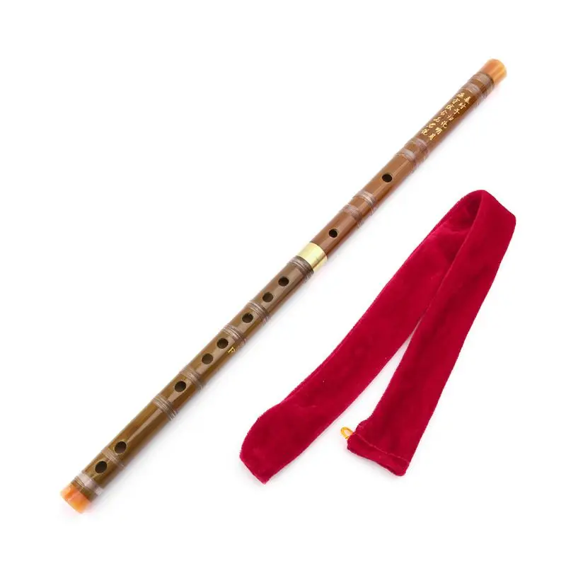 Professional Bamboo Flute Chinese Woodwind C D E F G for Key Transverse Flute Dizi Brown Color