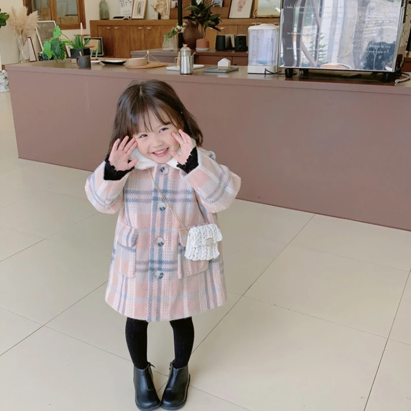 

Girls Baby's Kids Coat Jacket Outwear 2022 Plaid Thicken Warm Winter Autumn Overcoat Cotton Plus Velvet Children's Clothing