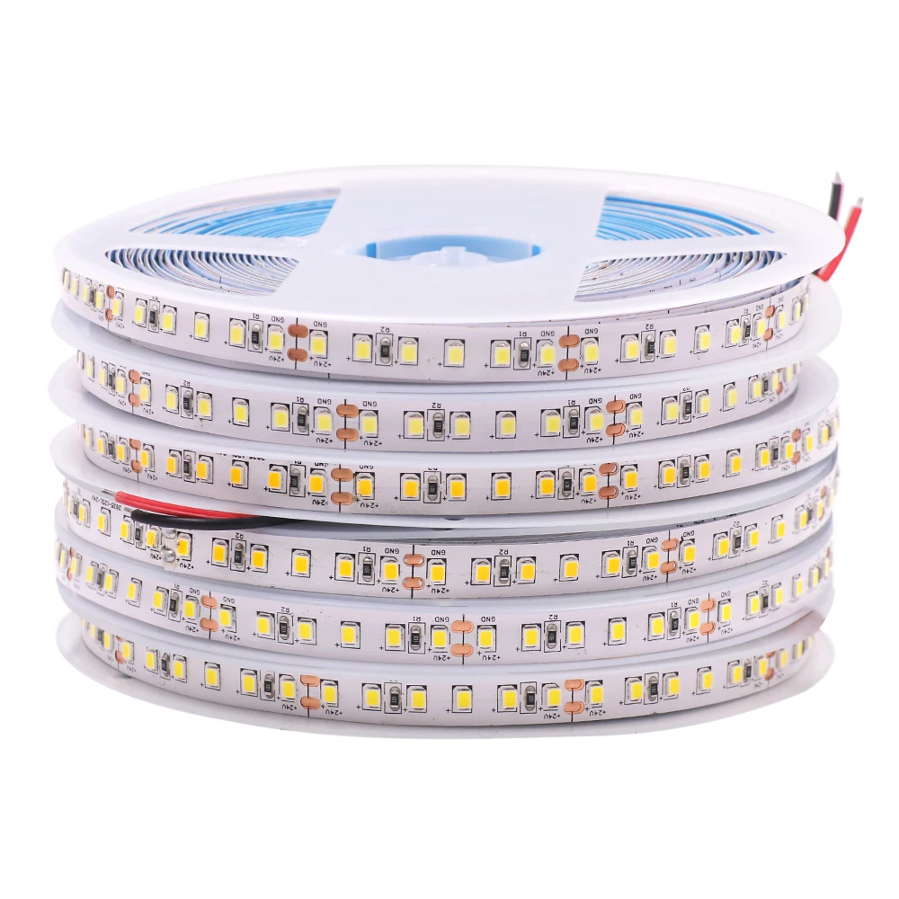 Imagem -02 - Fita de Luz Led Flexível para Decoração de Casa Fita Natural Quente Branco Frio 12v 24v 5m 10m 15m 20m 60 Leds 120 Leds 240 Leds 480 Leds 2835