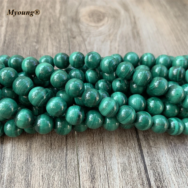 (1 Strand) High Quality Smooth Round Natural Malachite Beads Stone For Jewelry Making Design DIY Bracelet MY210621