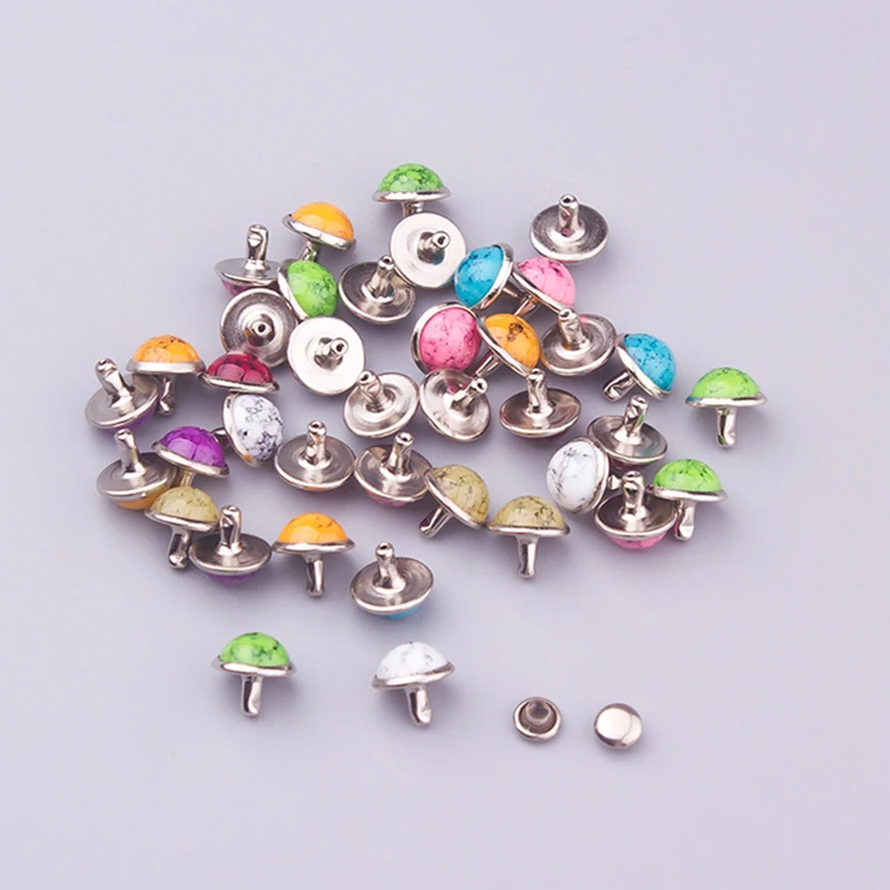 Colorful Artificial Gem Mushroom Rivets Cap Stud For Bag Hat Shoe Clothes Leather Chocker Decoration DIY Craft Accessories