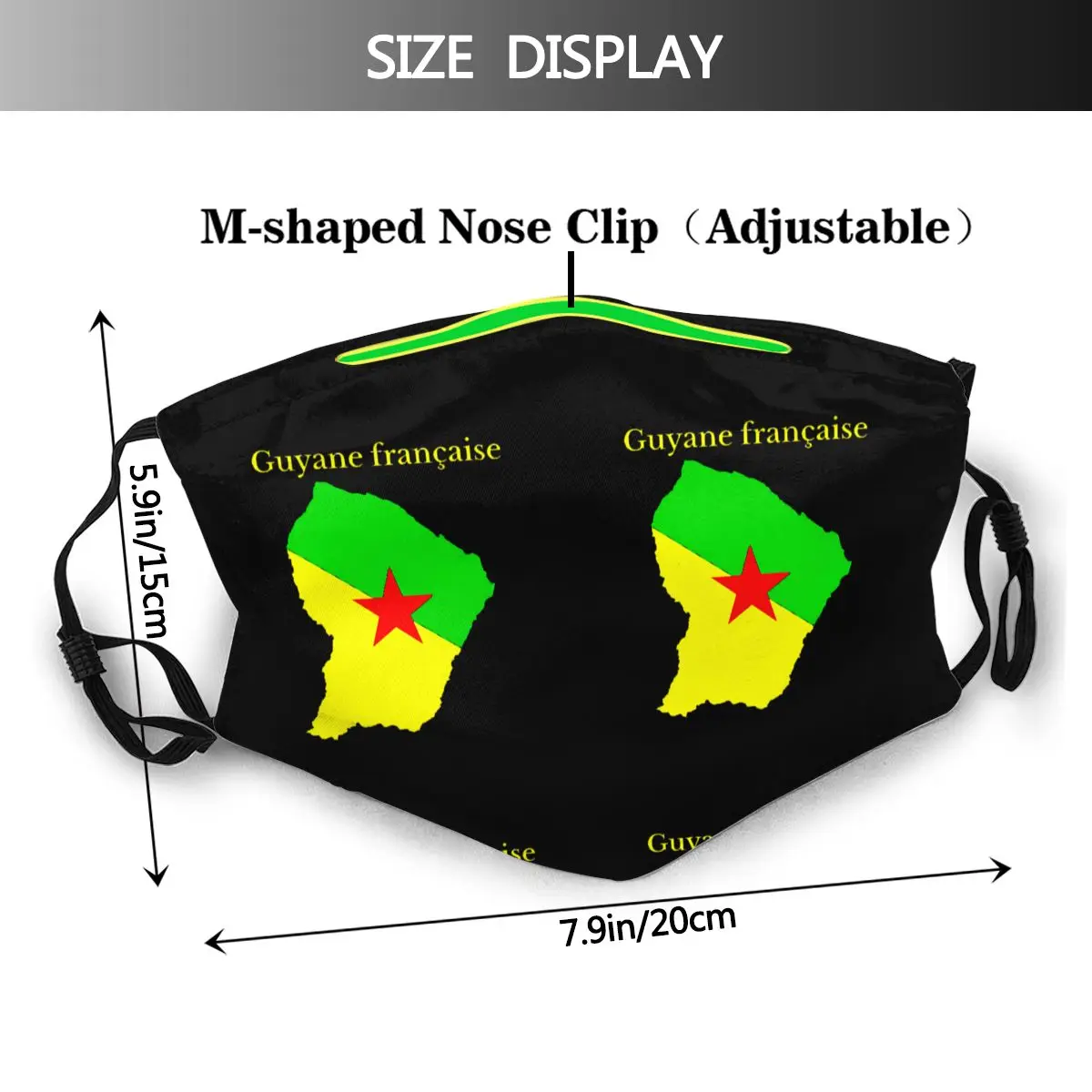 French Guiana (Guyane Française), Flag Map, French Region R277 Funny Novelty R277 Activated Carbon Filter Mask