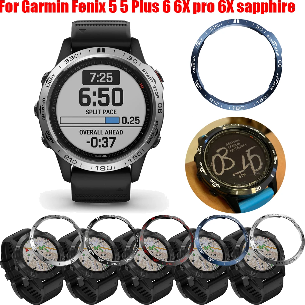 For Garmin Frame Fenix 6 6X Pro 5 5X Plus Smart Watch Bezel Metal Case Cover protector metal Ring Anti Scratch Accessories