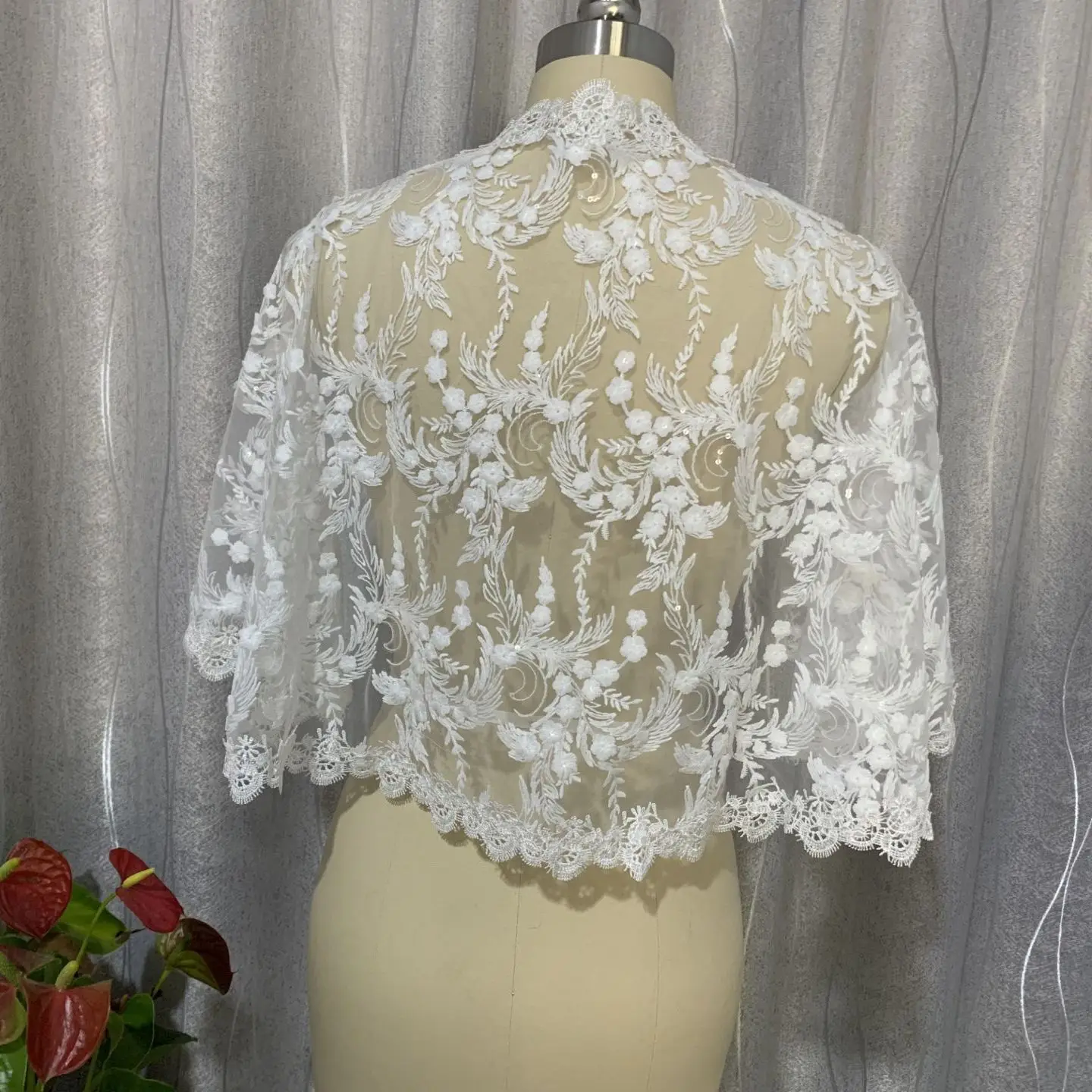 Chal de encaje Floral para mujer, Bolero para baile de graduación, Bolero, capa nupcial