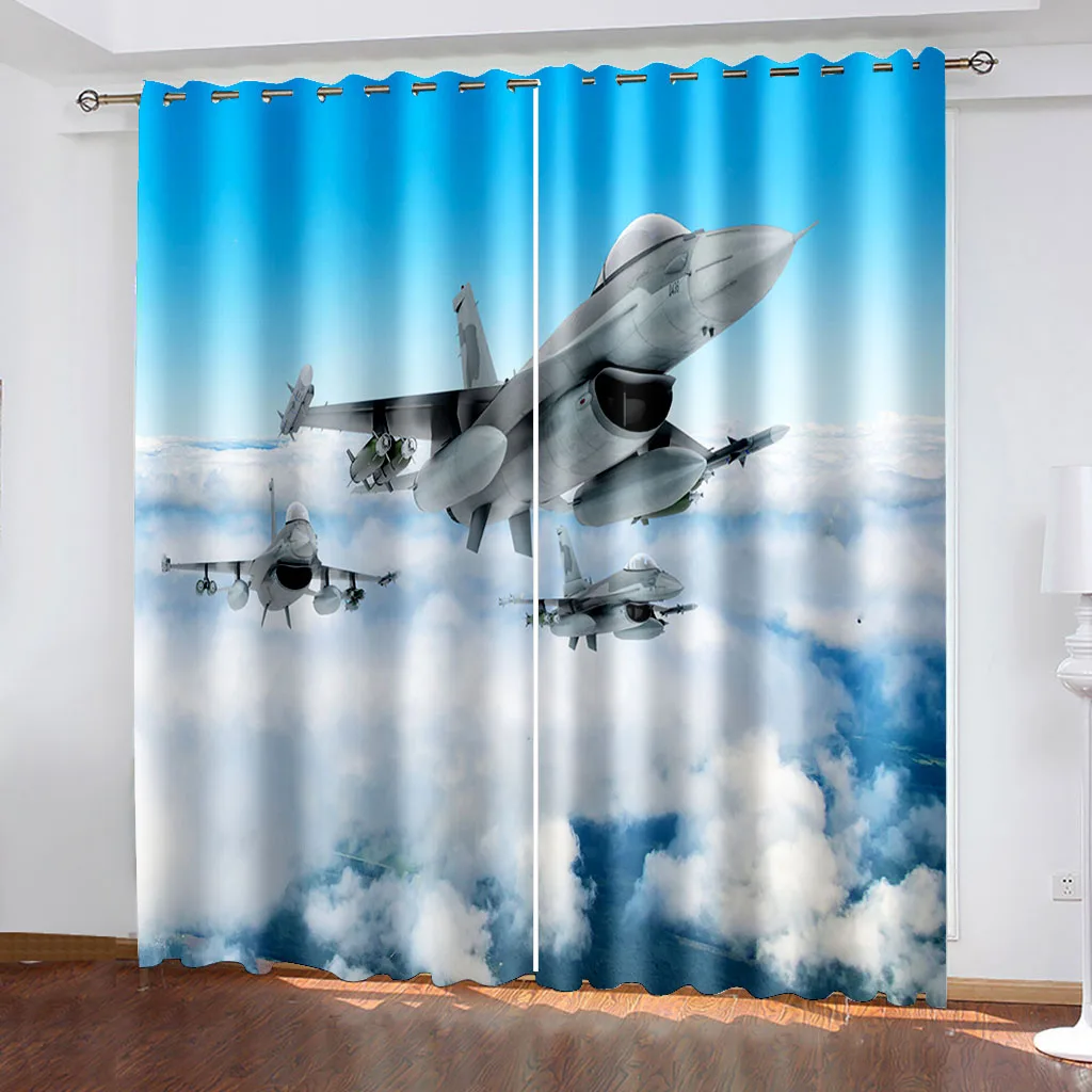 

Airplane Blackout Curtains for Bedroom Living Room Thermal Insulated Aircraft Blackout Window Curtains Drapes Decor(2 Panels)