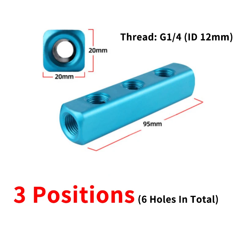 Luchtspruitstuk Distributeur 1/4 "PT Draad Poort 3 4 5 6 7 8 9 10 Manier Pneumatische Quick Plug In connector Slang Aluminium Blok Splitter