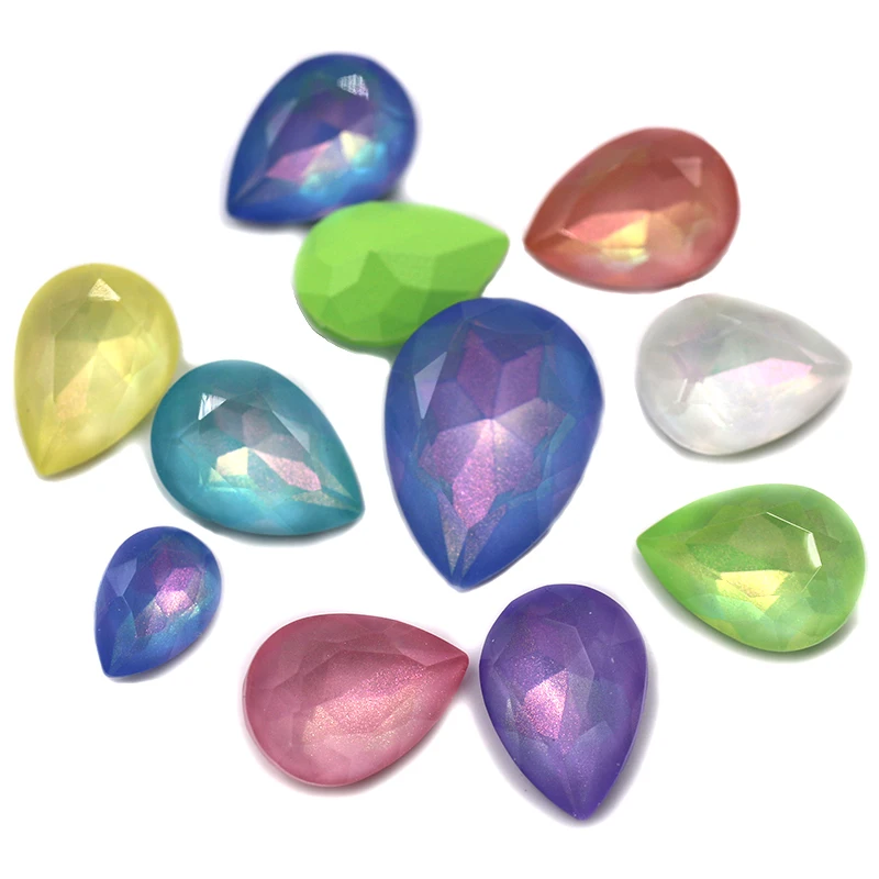 Jewelry Making Glass Crystal Strass Teardrop Shape Aurora Mocha Pointback Rhinestones Diy Nail Art/Clothing Accessories