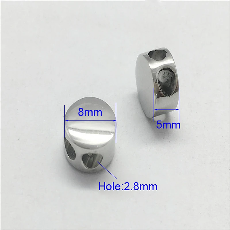 2.8mm Double Hole Stainless Steel Positioning Beads Spacer  Adjustment Buckle Stopper Bead Jewelry Accessories 50pcs/lot BXGA059