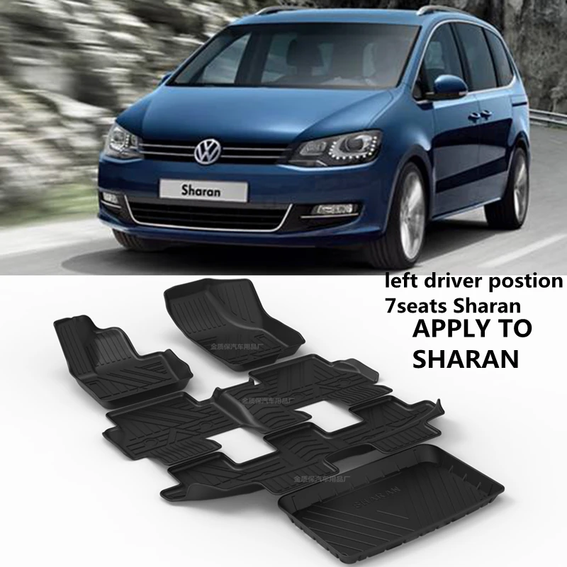 Use for RHD Volkswagen Sharan custom car All-Weather TPO Floor car foot Mat Fit For Sharan waterproof trunk mat car floor mat