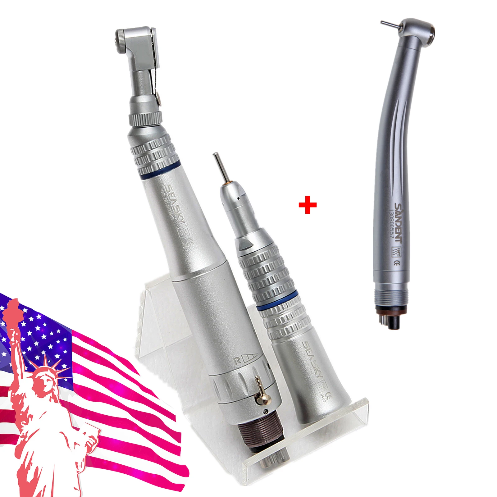 Dental 1:1 Ratio 2/4 Hole high Slow Low Speed Contra Angle Straight Dental handpiece Air Motor External Spray push button Kit