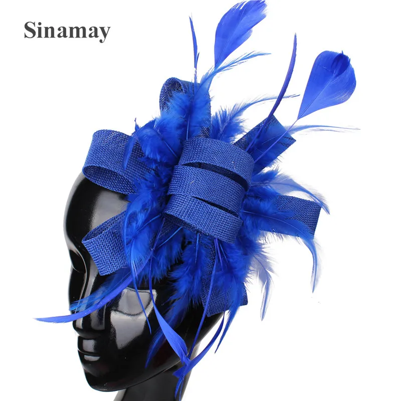 Pêssego casamento feminino headwear elegante senhoras fascinator chapéu fantasia pena decoração acessórios para o cabelo nupcial mariage festa headdress