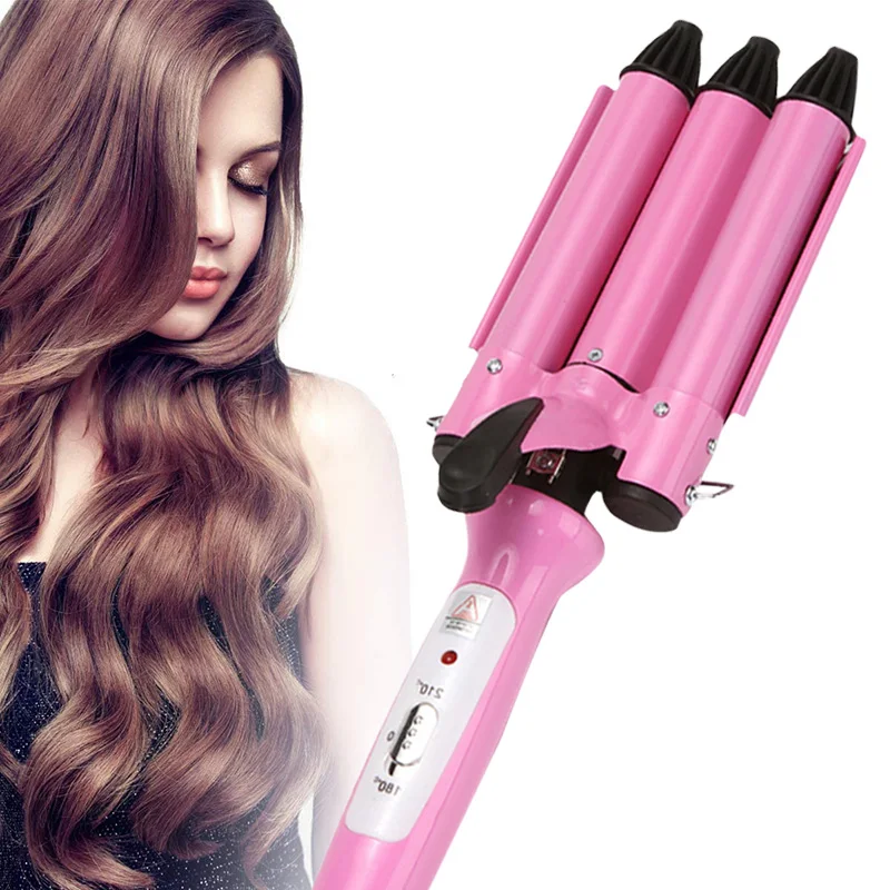 

Professional 25mm Hair Wave Curler Egg Roll Stick Perm Splint Ceramic Hair Curling Iron Waver 3 Barrel Rollers Styling Tools