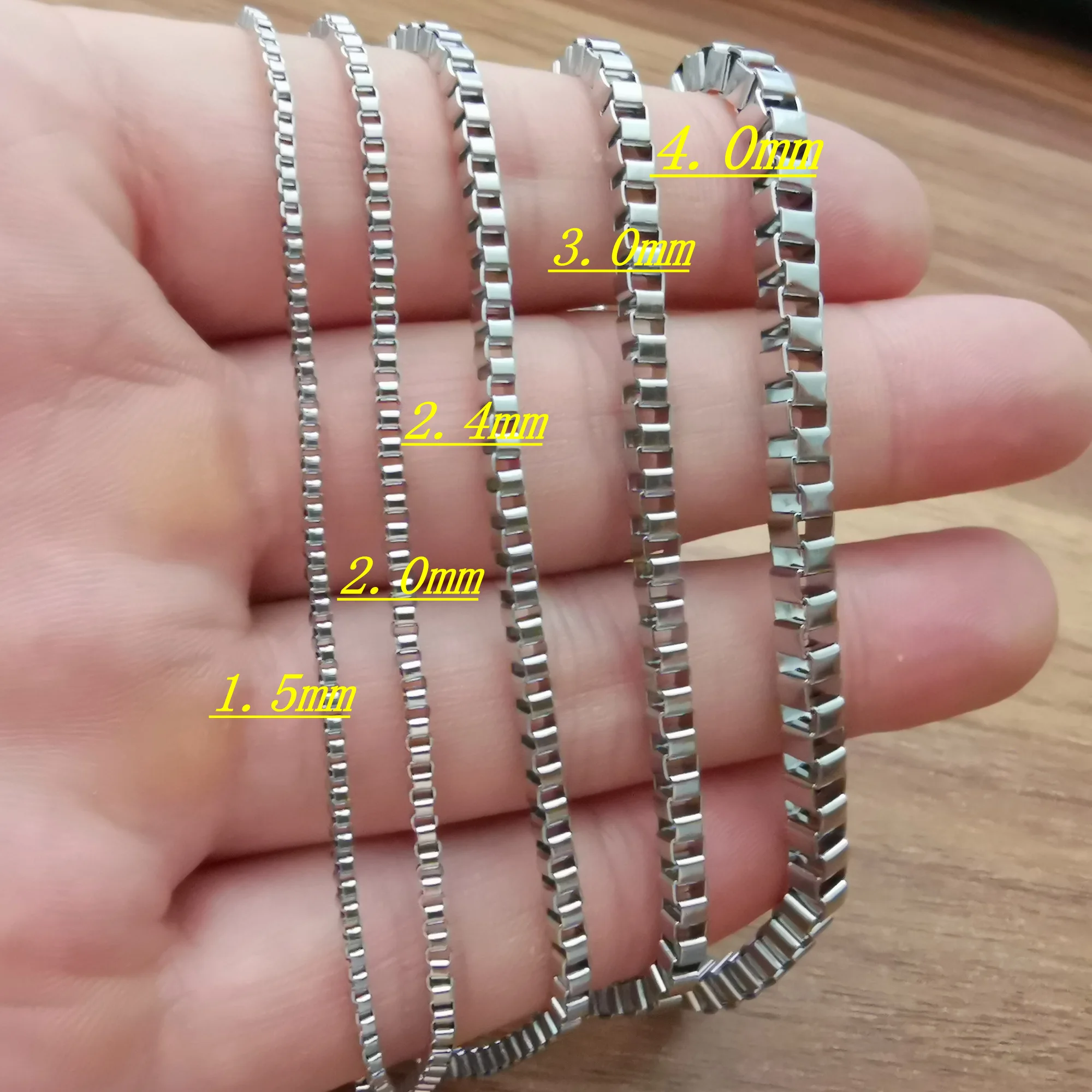 

10meter in bulk 1.6mm/2mm/2.4mm/3mm/4mm stainless steel box Link chain findings jewelry findings DIY Chain