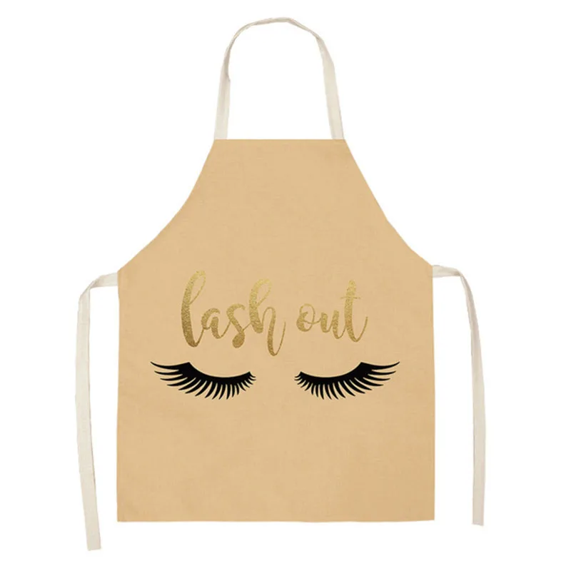 Eye Lashes Printed Kitchen Apron Kids Men Women Chef Cooking Aprons Cotton Linen Waist Apron Cleaning Delantal Limpieza Hogar