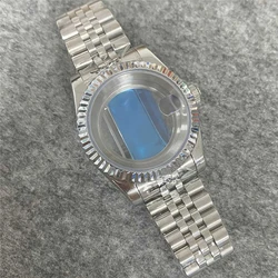 39mm/36mm Watch Case + Strap for NH35 NH36 Case Transparent Bottom Stainless Steel Watchband Shell for NH38 Movement