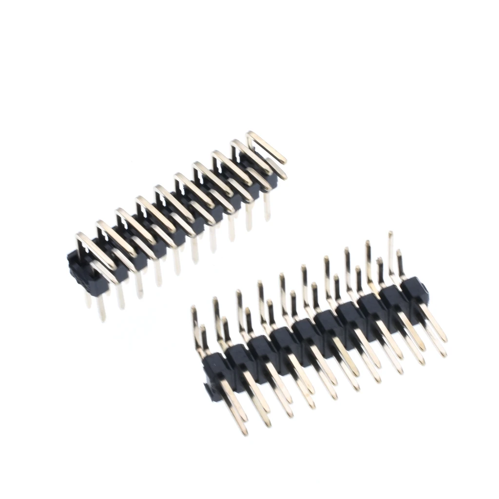 100pcs Pitch 2.54mm 2x10 Pin 20 Pin male socket angle Double Row Bend Header connector