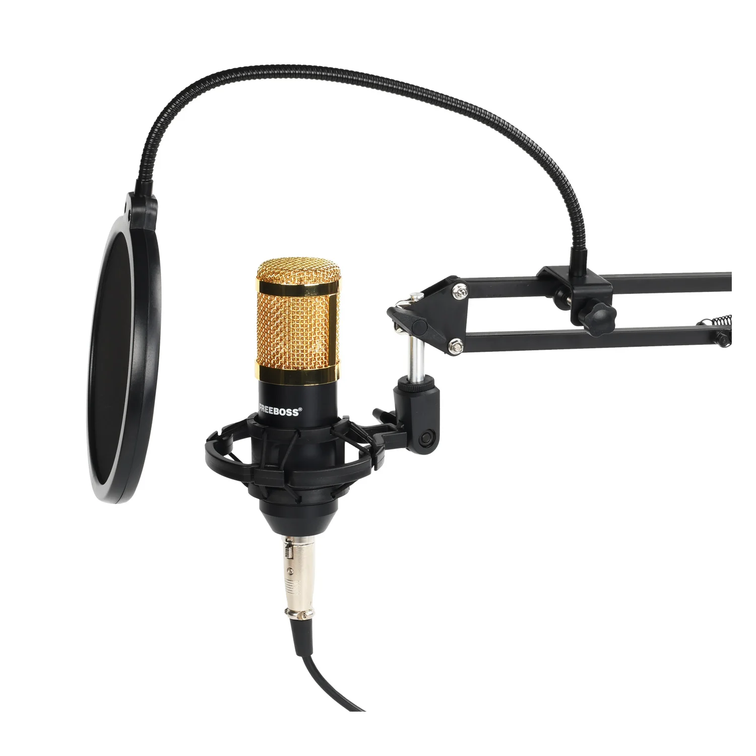 Freeboss Condenser Microphone Set Anti Pop Filter Plastic Shock Mount Arm Stand 3.5 Plug Studio Record equipment BM-800 KIT