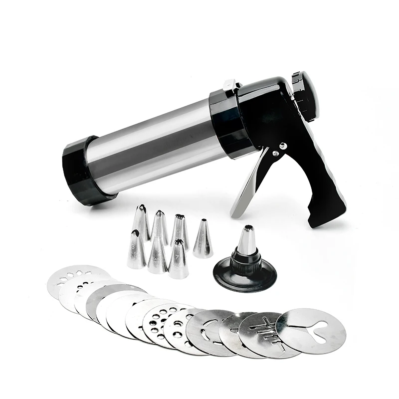 

Cookie Press Maker Biscuit Gun Sets Stainless Steel Disc Shapes Pastry Piping Nozzles Cookie Kits Dessert Cake Decoration Tools