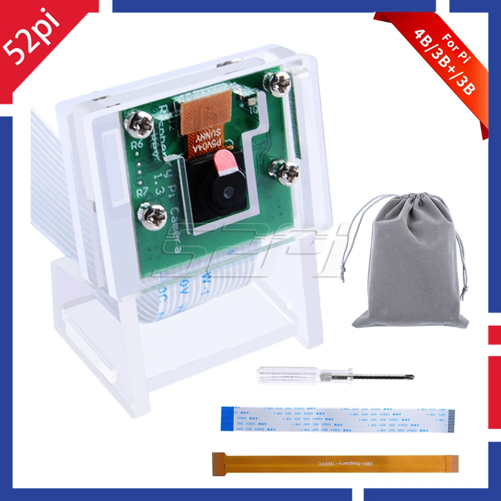 Módulo Cámara 5MP 52Pi Raspberry Pi Soporte Acrílico 4B Zero W 3 2 - imagen 2