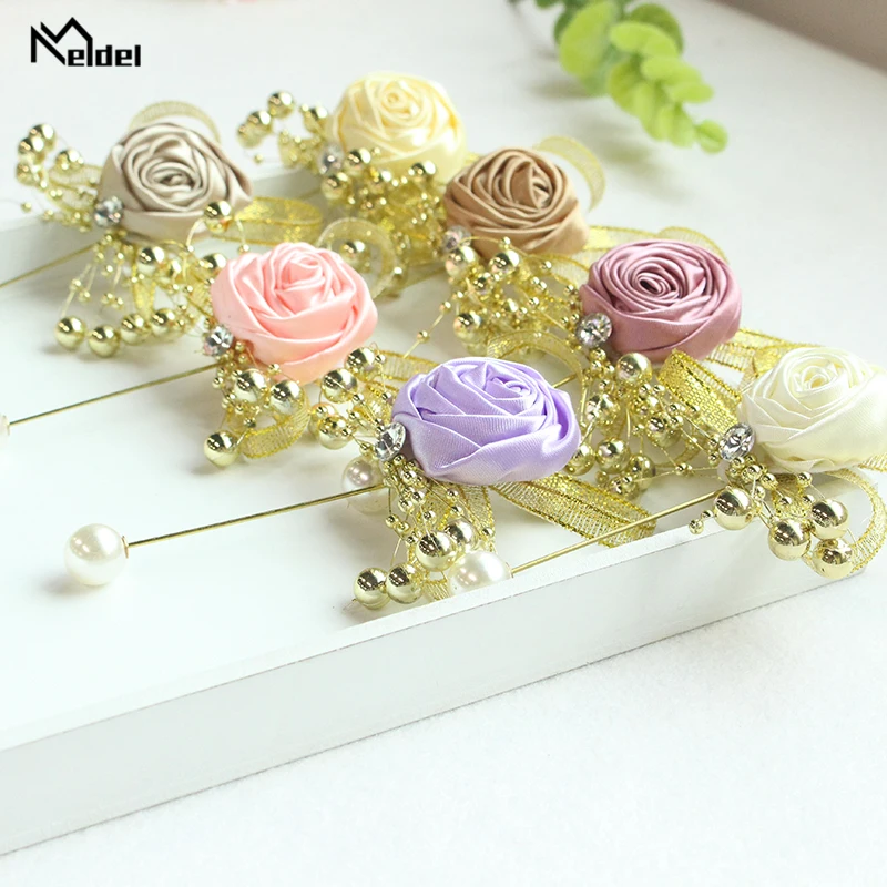 Meldel Corsage 신랑 Boutonniere 꽃 브로치 남녀공용 진주 코사지 웨딩 플래너 용품, 무도회 파티, 회의 패션 장식