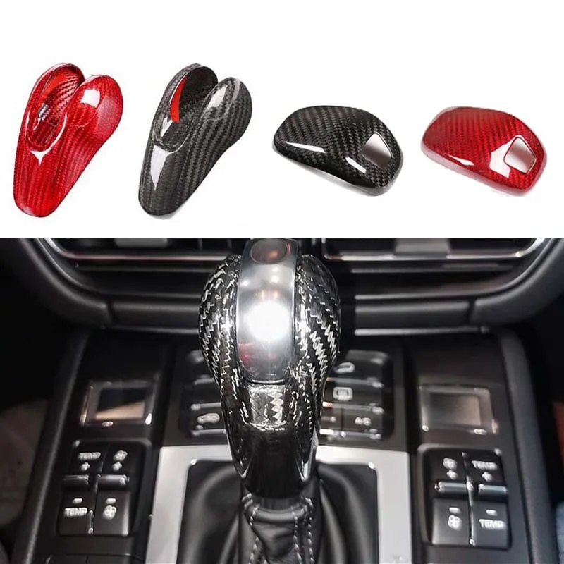 Real Carbon Fiber Car Accessories Interior Gear Shift Knob Head Cover Trim For Porsche Macan Panamera Cayman 718 911 Boxster