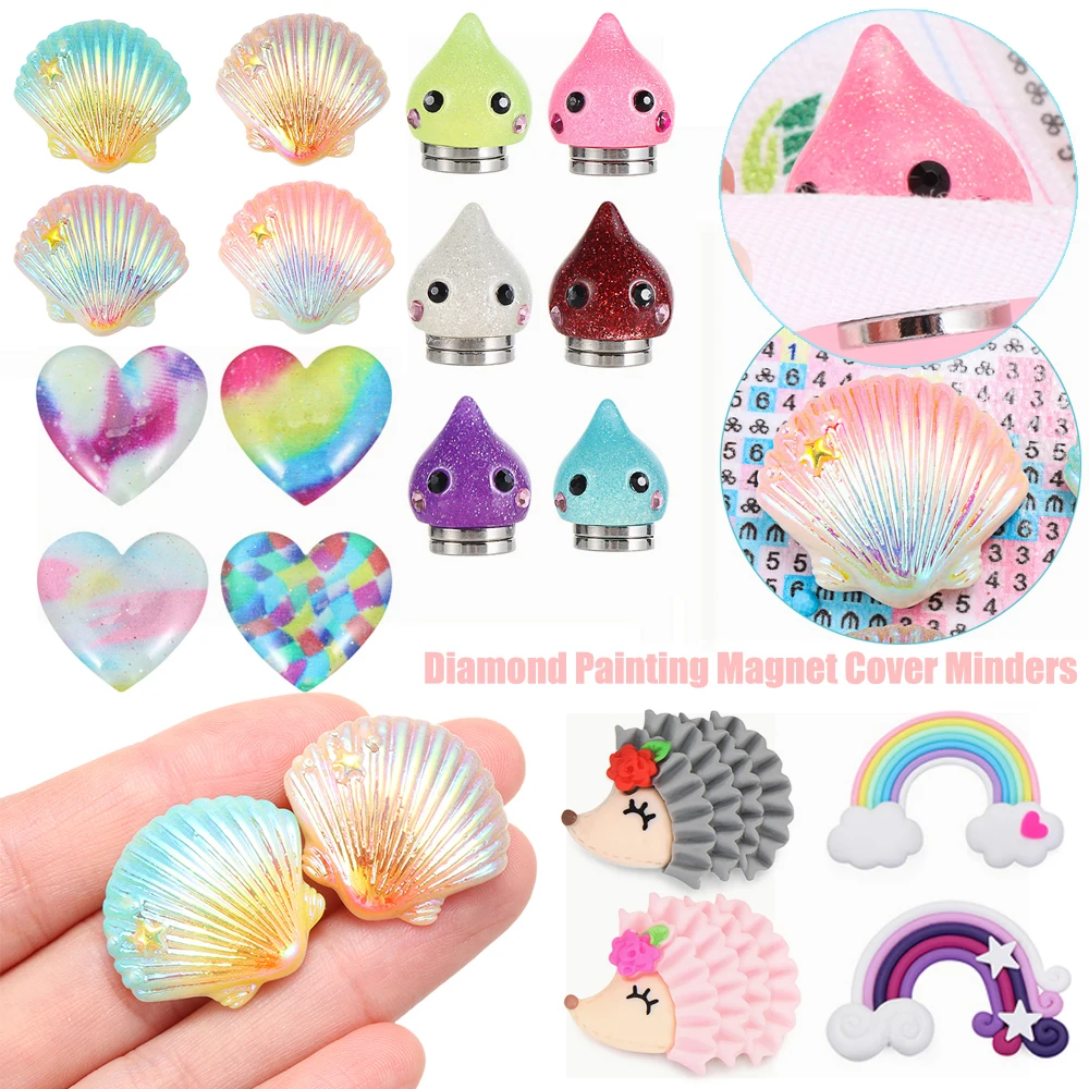 Glitter Shell Magnet Cover Minders Diamond Painting Accessories Cross Stitch Paper Cover Holder Multifunction Fridge Magnet