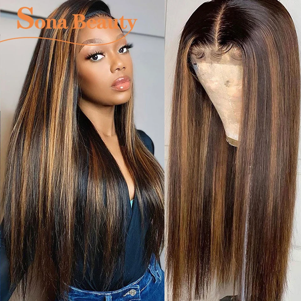 #4/30 Highlight Wig Colored Lace Front Human Hair Wigs Pre Plucked Ombre Lace Frontal Wig For Women