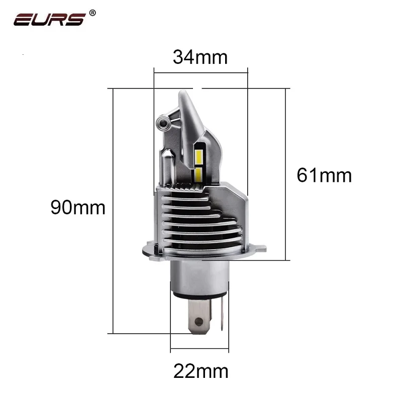 EURS Fighter Foco H4 Car LED Headlight Turbo LED Fog Light Bulb12V 24V H4 6000K 72W 8000LM Auto Lamp Motorcycle Headlamp Lampada