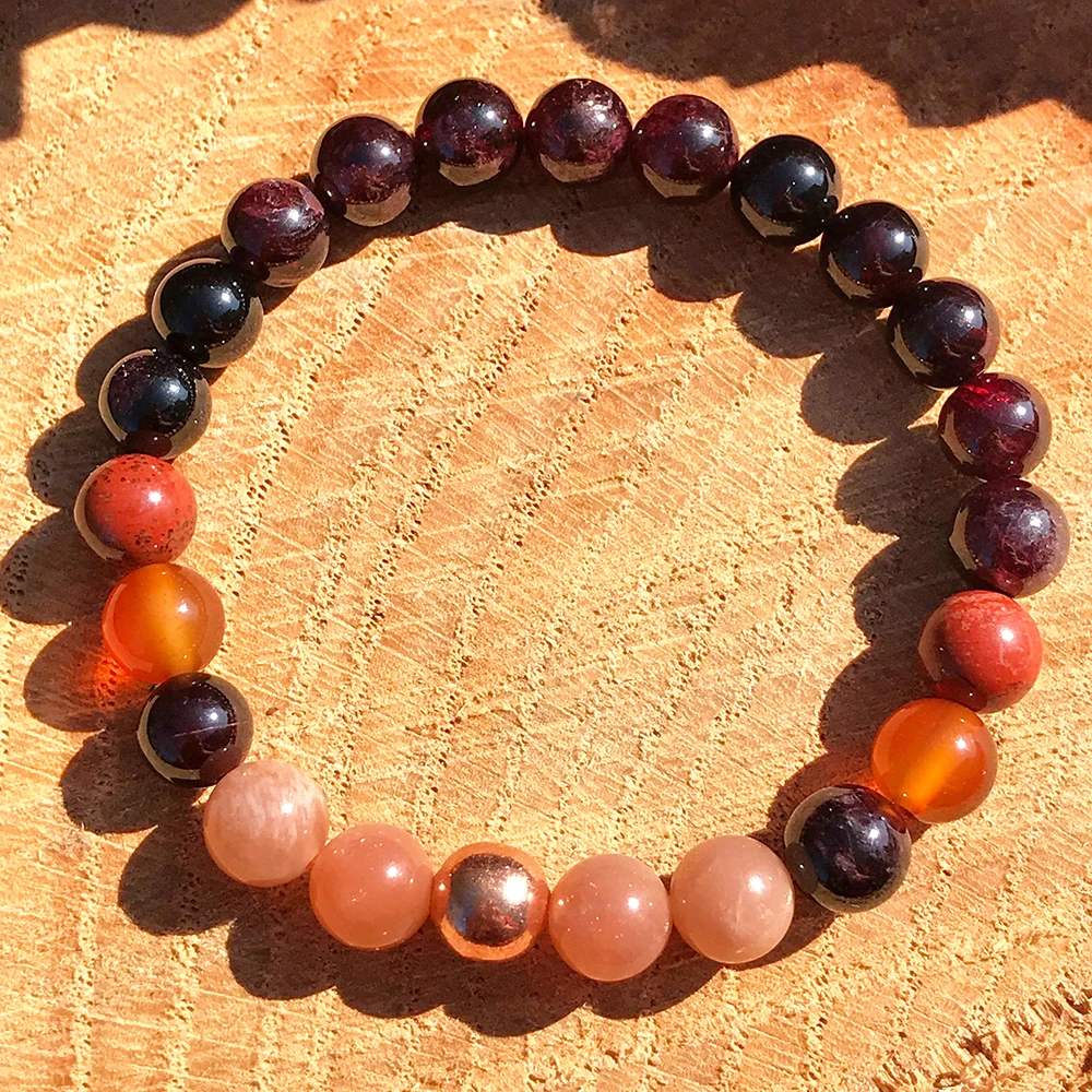 Wholesale Natural Garnet Sunstone Bracelet Energy Vitality Bracelet AA Grade Crystals Chakra Healing Bracelet