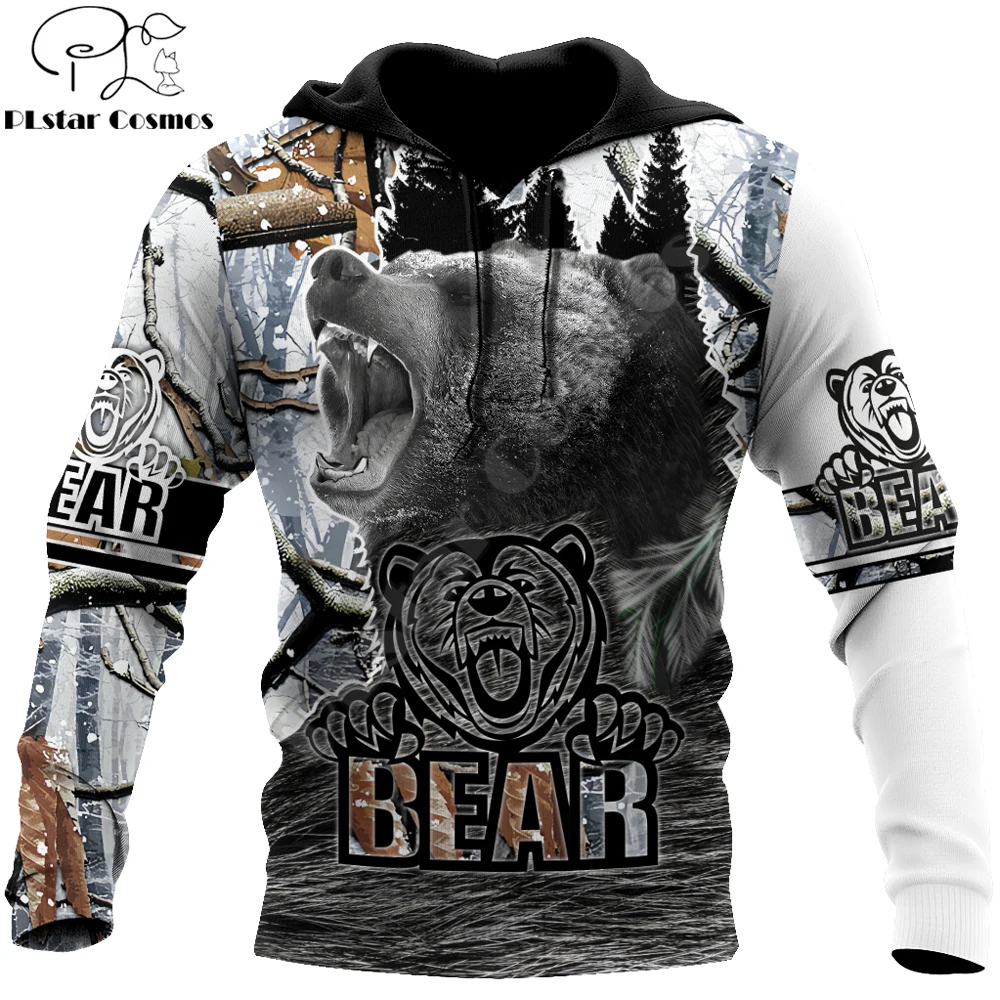 Beautiful Bear Hunting 3D All Over Printed Mens Autumn Hoodies Sweatshirt Unisex Streetwear Casual Zip Jacket Pullover KJ488