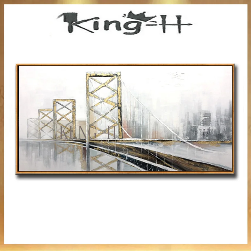 

Quadro wall paintings Handmade cavnas abstract oil painting city bridge landscape home decoration poster for living room hotal