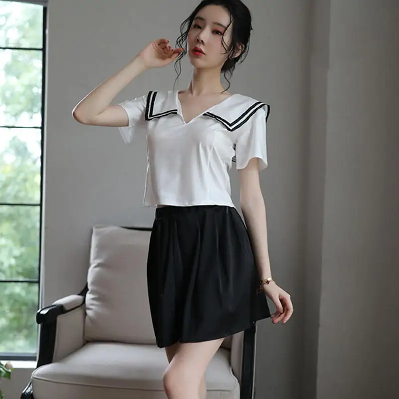 Sexy Lingerie Student Uniform Underwear Sailor Suit Square Collar Pleated Skirt Transparent Temptation Female Cosplay Costume