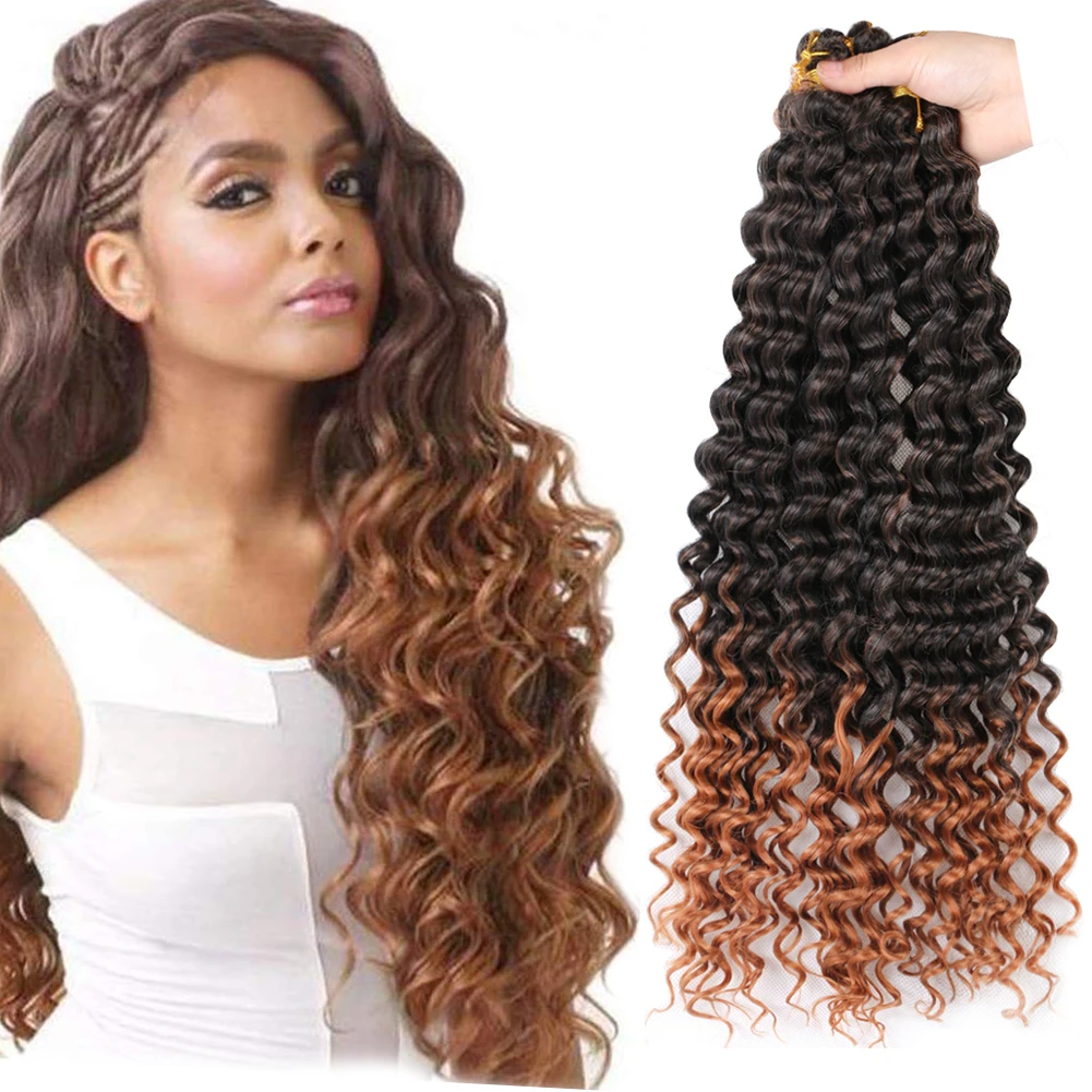 20 Inch Deep Wave Twist Crochet Hair Afro Freetrss Water Wave Bulk Hair Extension Curly Wavy Ombre Braiding Hair Mtmei Hair