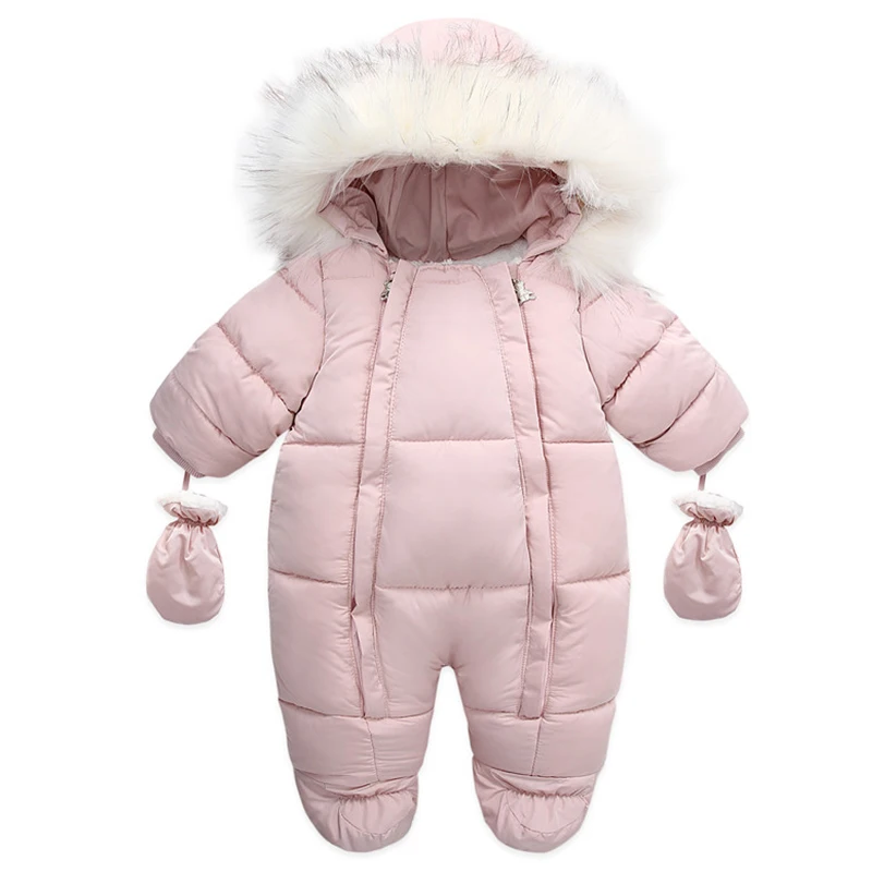 0-24 Months Newborn Baby Jumpsuit Winter Cotton Baby Romper With Gloves Hooded Thicken Boys Snowsuit Girl Clothing Set