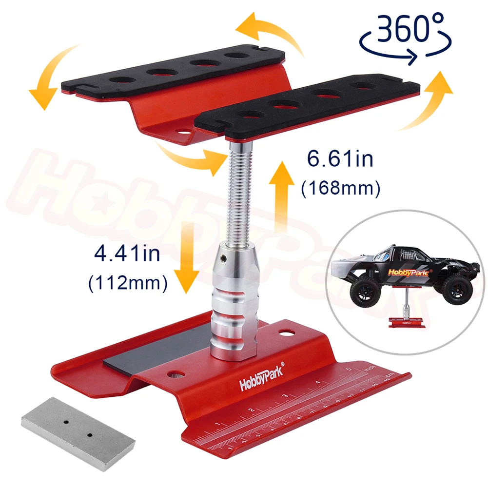 

Aluminum Alloy RC Car Stand Work Station Repair Workstation 360 Degree Rotation Lift Or Lower for 1/12 1/10 1/8 Scale Models
