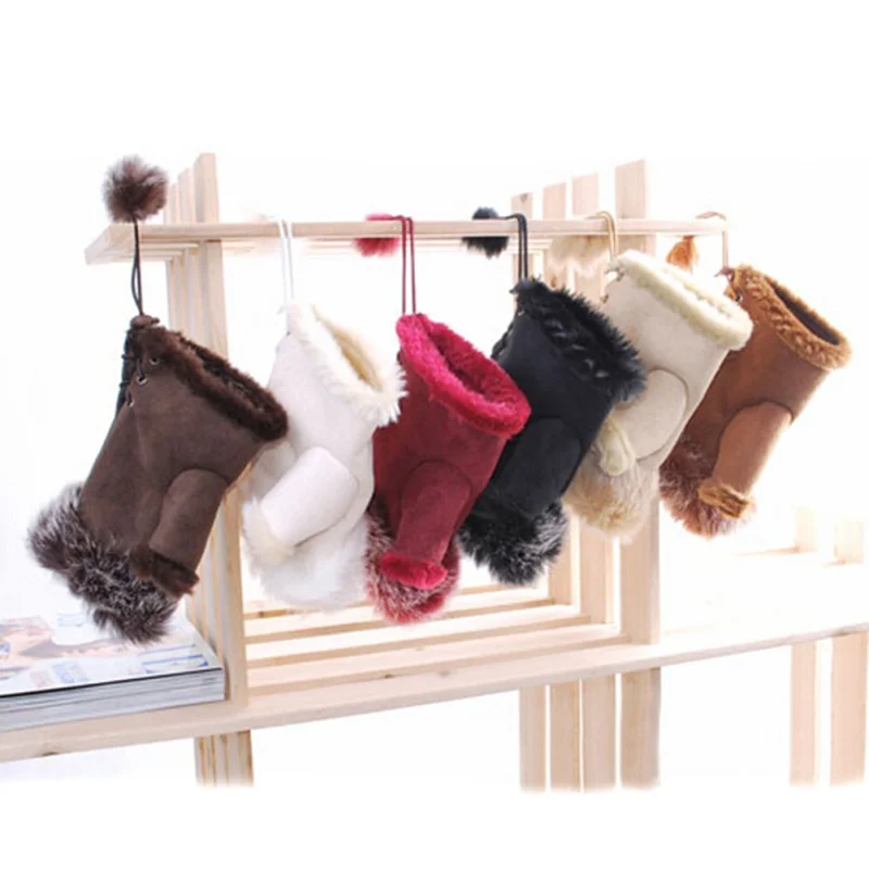 New Women Faux Rabbit Fur Hand Winter Fingerless Gloves Mittens Warm Leather Suede Mittens Warmer Wrist Gloves